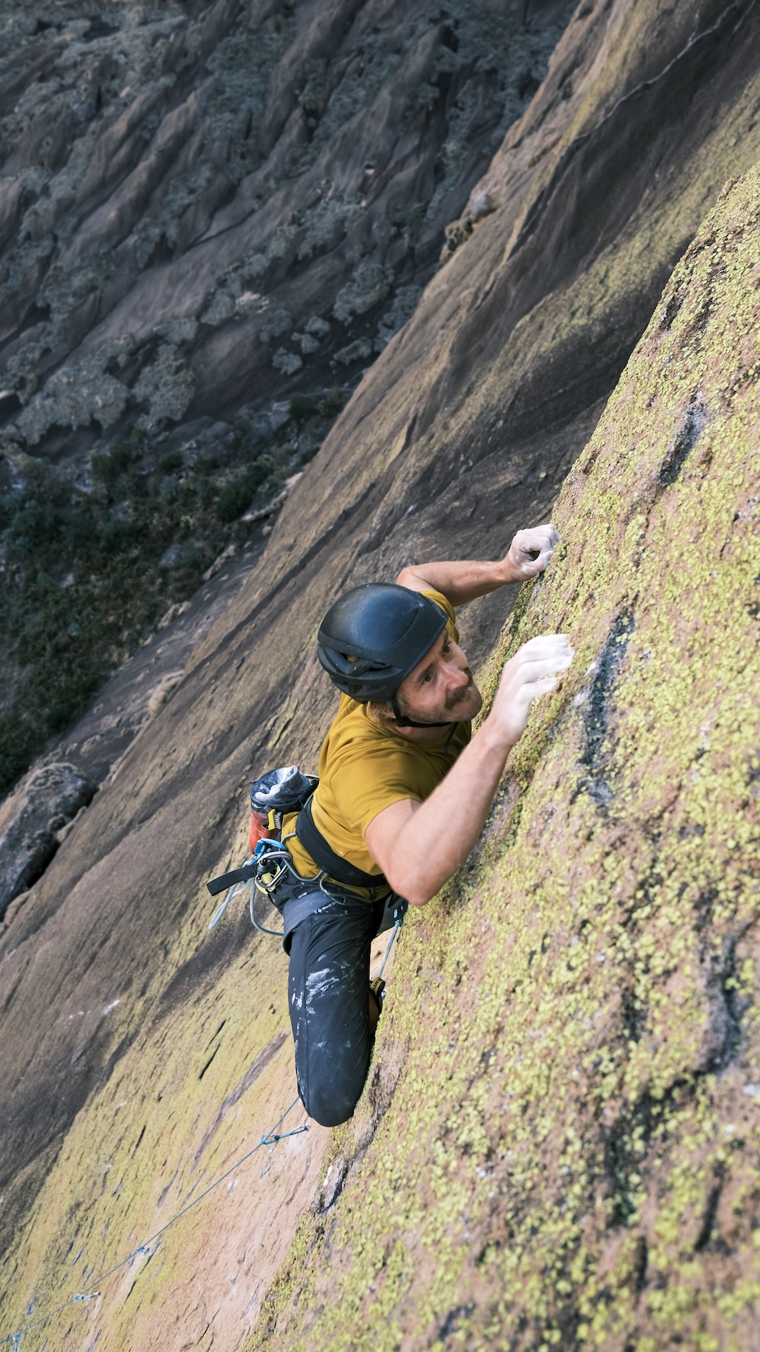 Hayden Jamieson on pitch four (7b+) of the new route Famadihana on the east face of Mitsinjoarivo. 
