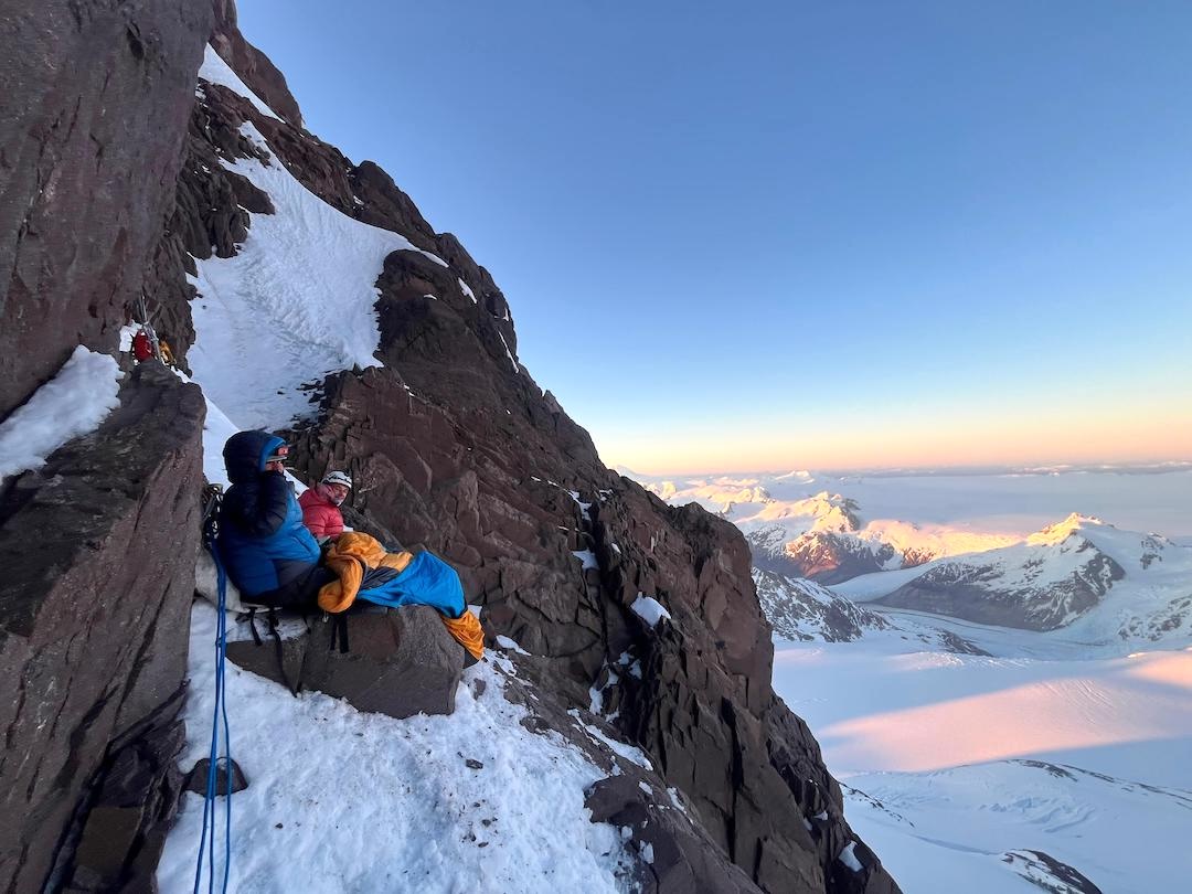 The only workable bivy ledge the team could find for the night at 3,000 meters.