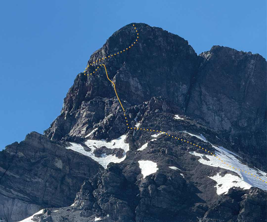Detail of the rock climbing section on Cerro Socavones. 