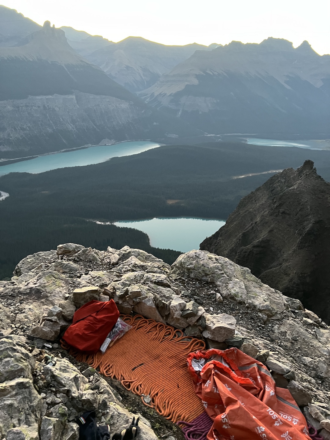 The bivy on Mt. Chephren where a snafflehound devoured and trundled Nic Houser’s helmet.  