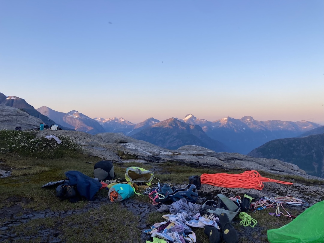 The bivy on top of Frodo’s Knob, partway up the south side of Gilt Peak.