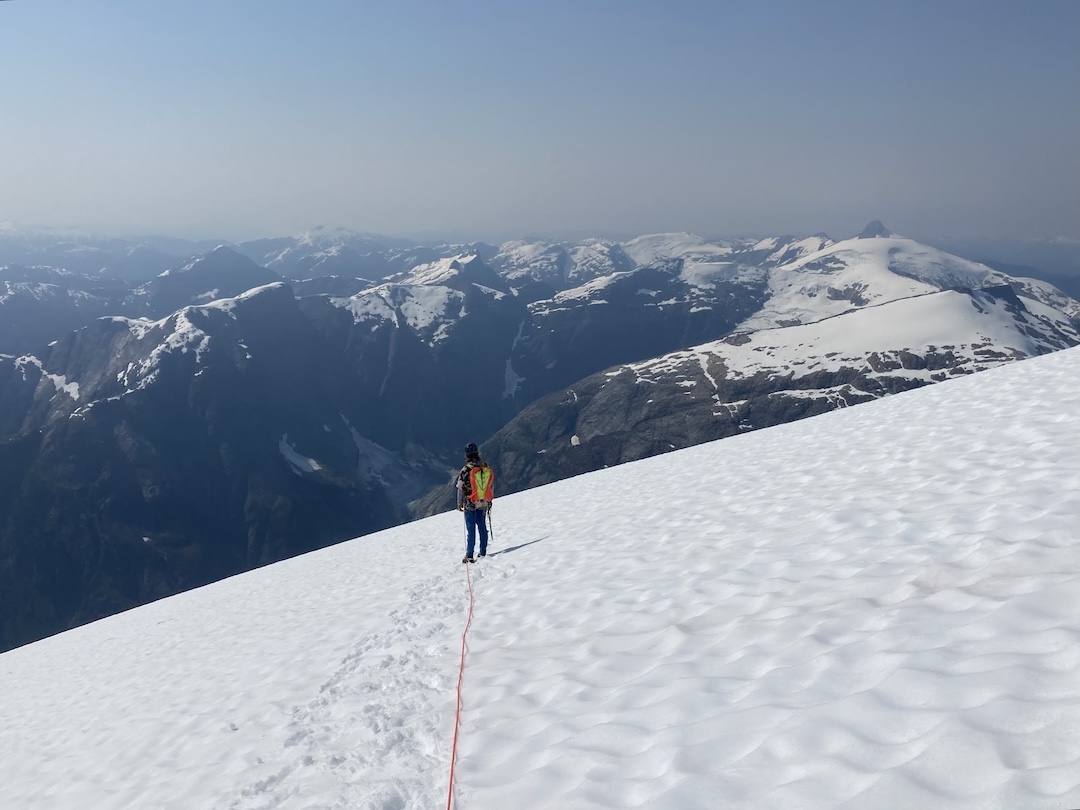 Wiley Holbrooke takes in the view from the glacier high on Gilt Peak. 