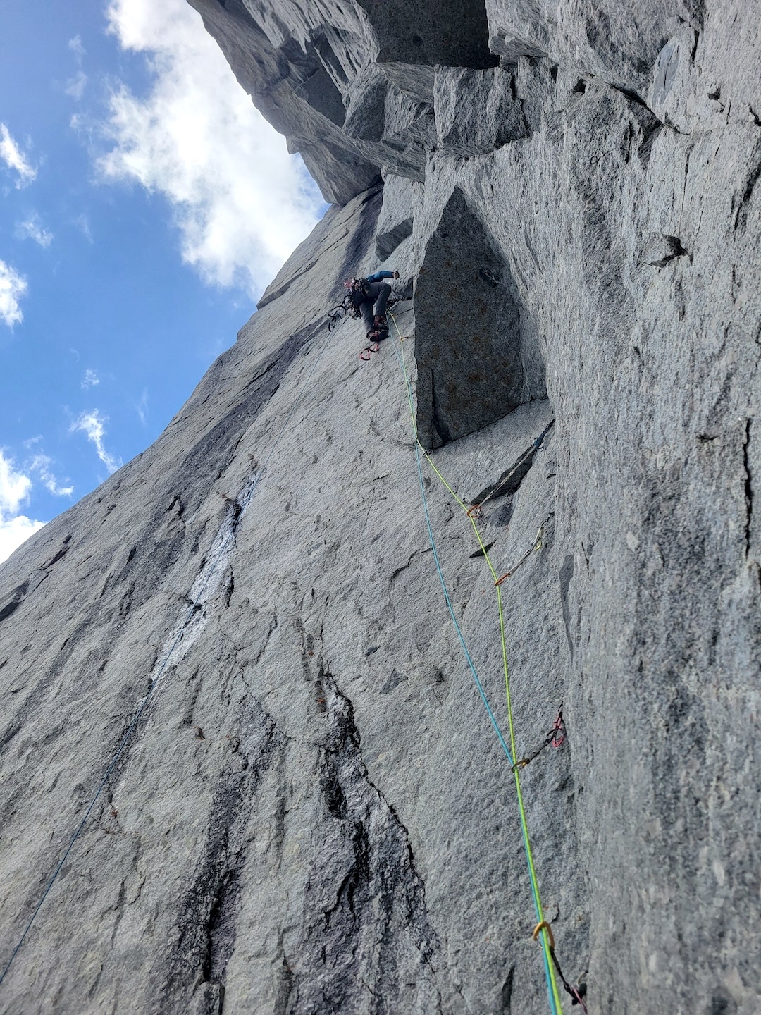 Dario Eynard aiding on pitch seven of L’oro dello Yukon (400m, 5.11 A3) on Middle Huey Spire.