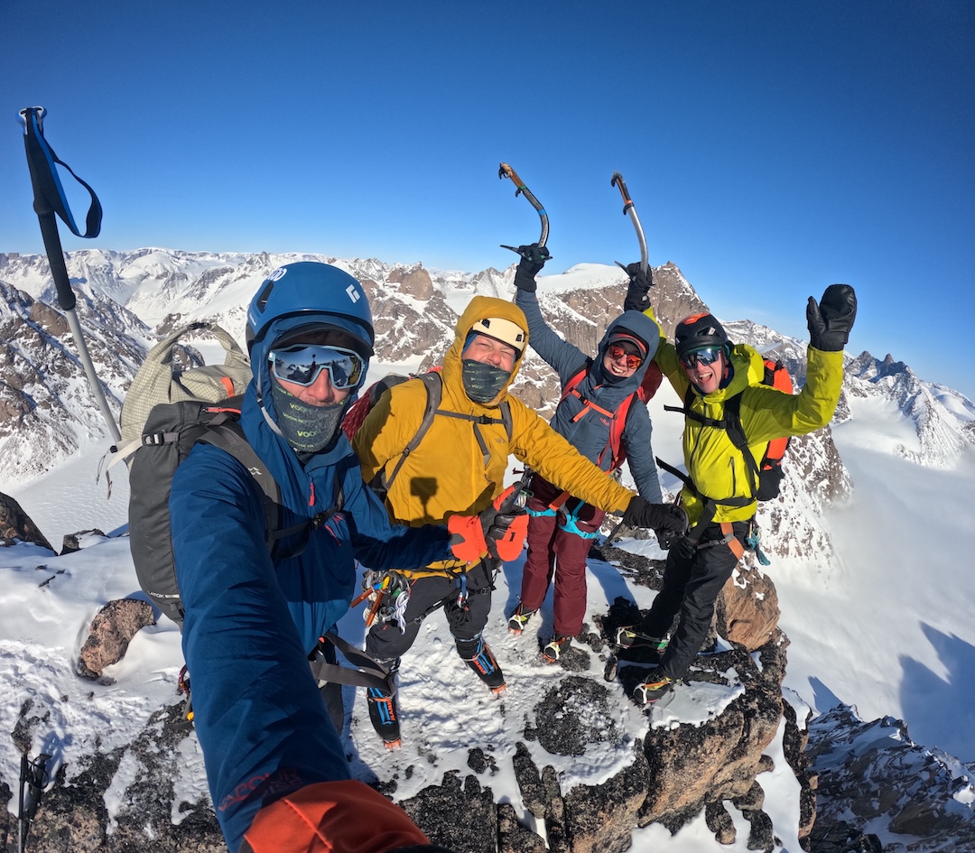The team on the summit of Uppijjuaq (1,823m).
