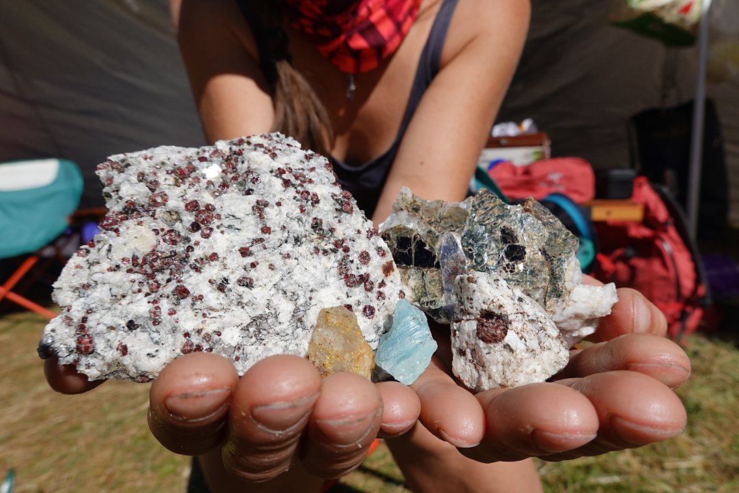 Crystals found below and on the west face of Peak 5,600m. 