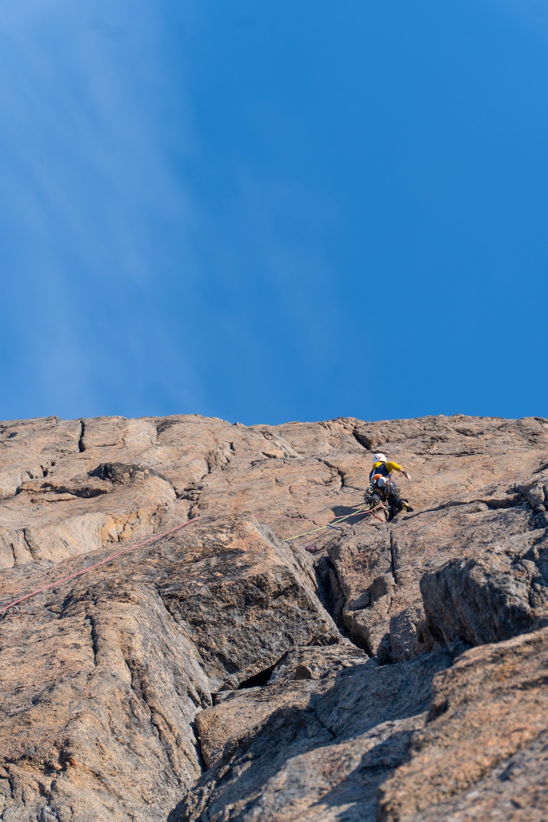 Ben Kent on pitch 3 (E2 5c) of Duddon Valley Syndrome (610m, 13 pitches, E3/4 6a). 