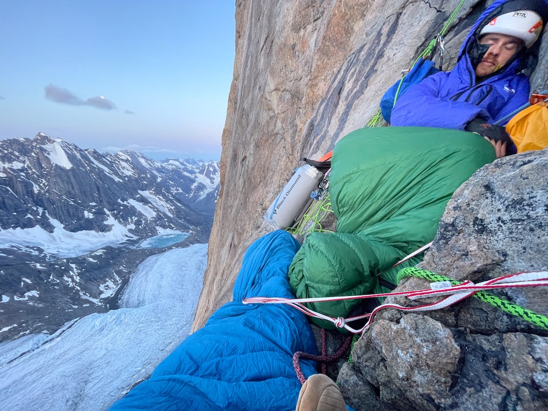 The first “ledge” after 14-plus hours of climbing on Simon’s Route. 