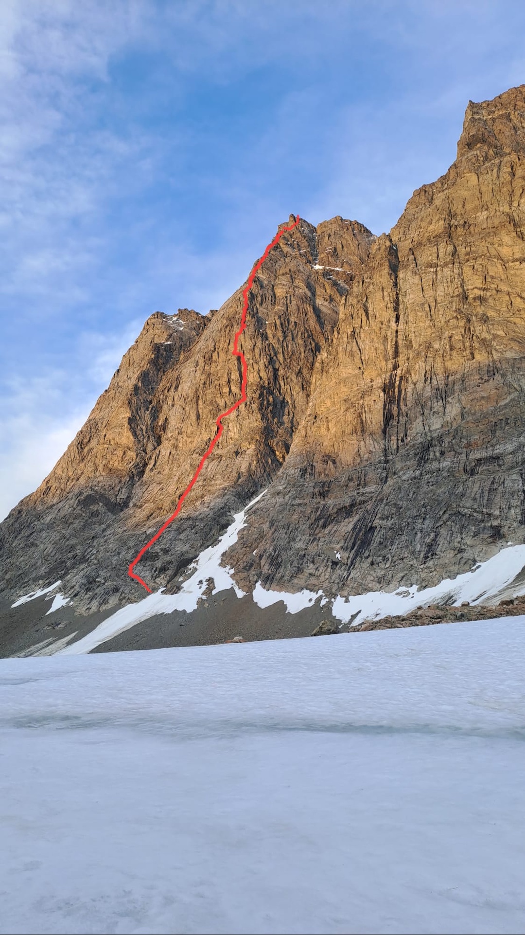 The Grossniklaus-Senf line on 3 Cime, Graah Fjord. 

