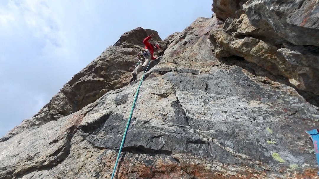 Marco Dattolo leading pitch one (6a) of Rafale’s central pillar on the southwest side of Titan II.  