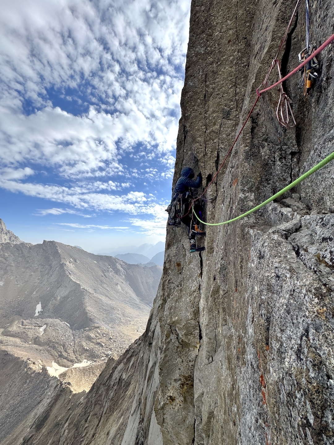Maxim Ten traversing between two corners on the third day of the climb.  
