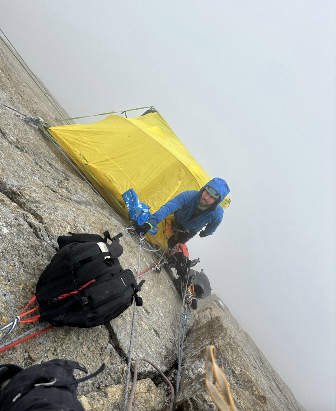 Egor Matveenko at the second bivouac on Svarog. 