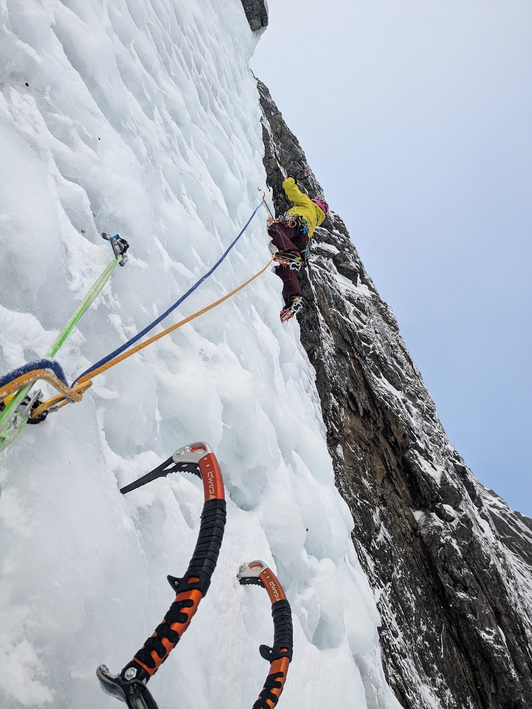 Steep, thin ice on Rainborn.