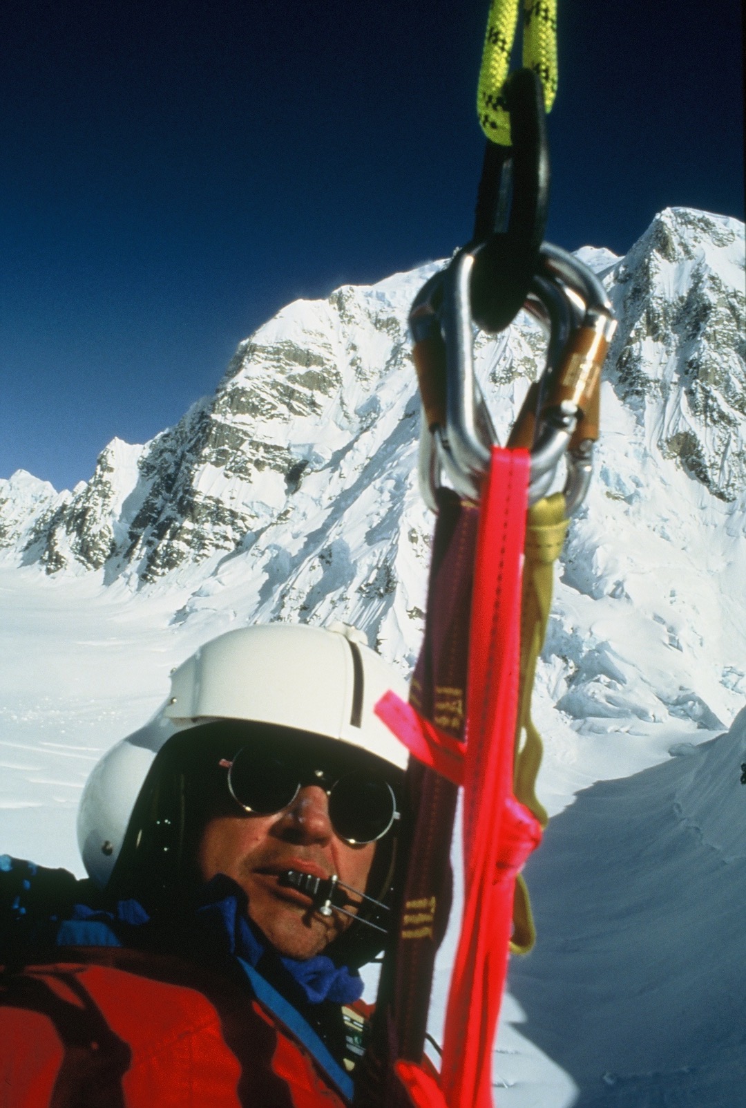 Hooked into the “God Ring” under the National Park Service Lama helicopter, Daryl Miller is prepared for a short haul in the mid-1990s. 
