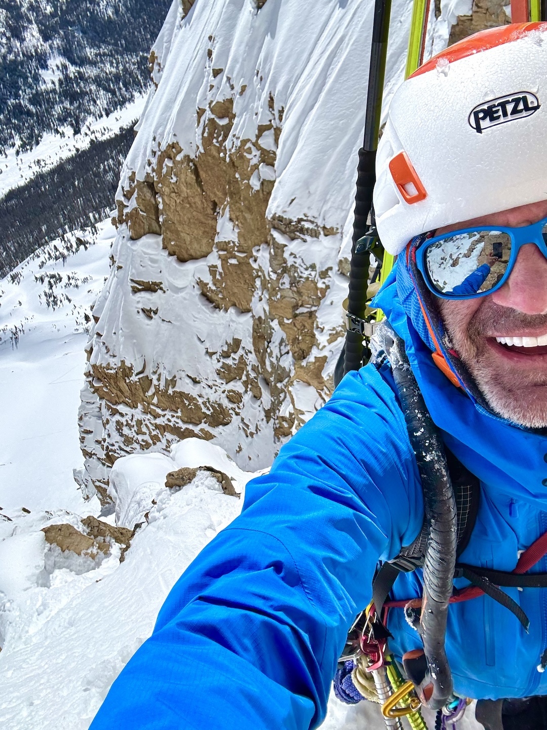 John Climaco during the ascent of the Particle Accelerator Couloir on the southeast face of Mt. Beulah (12,516’) in the Uinta Mountains. He subsequently made the first descent of the couloir, starting at the top of the skiable terrain. 