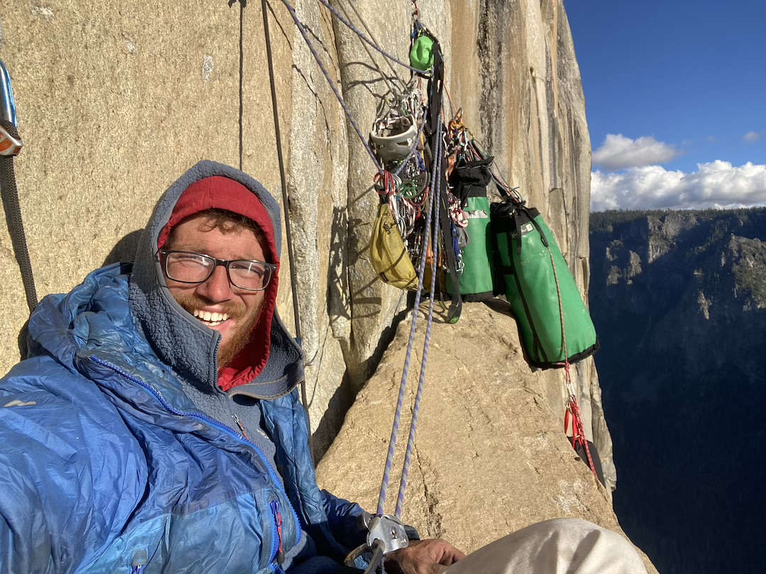 Oliver Tippett takes a selfie before the storm on the Tower to the People, where he spent two days hunkering down under his rainfly. 