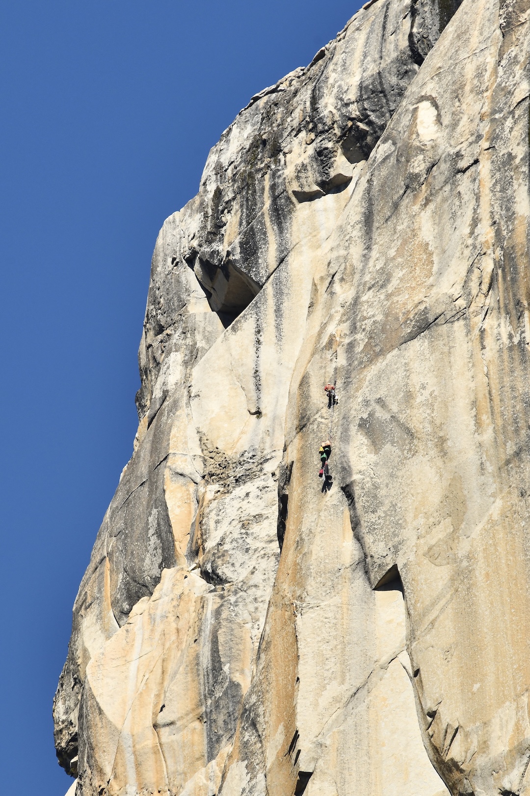 The final bathook and rivet ladder on Cardiac Arrest (VI 5.8 A3). This was most likely from an old Gallego brothers route. 