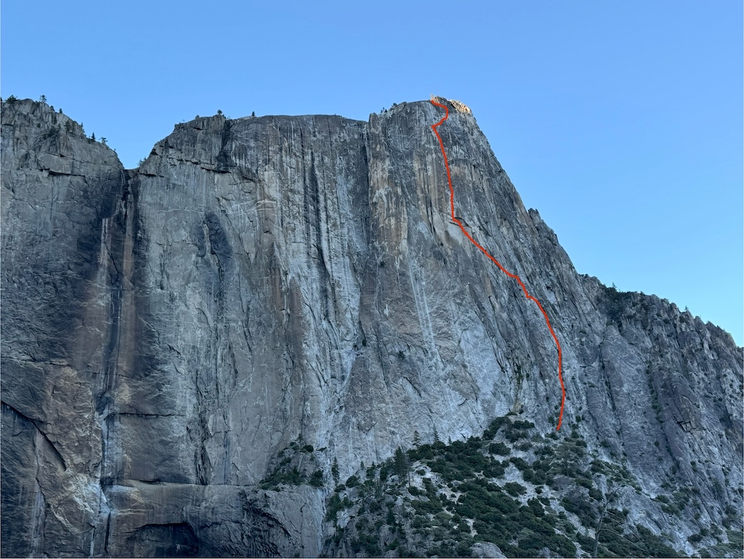 Dirt Worm on Yosemite Falls Wall, climbed in 2024.