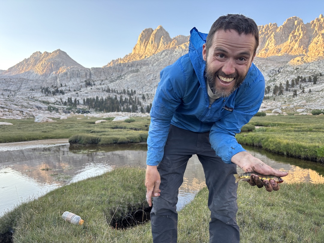 Matt Carpenter enjoying a Miter-y fine lifestyle in Miter Basin. The Miterhorn is visible in the background. 