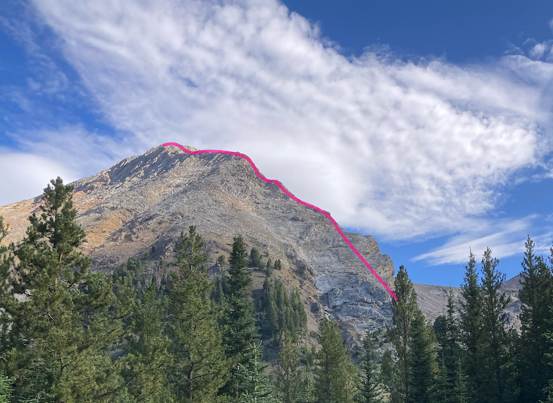 The route climbed along the south ridge of Cobb Peak in the Pioneer Mountains.