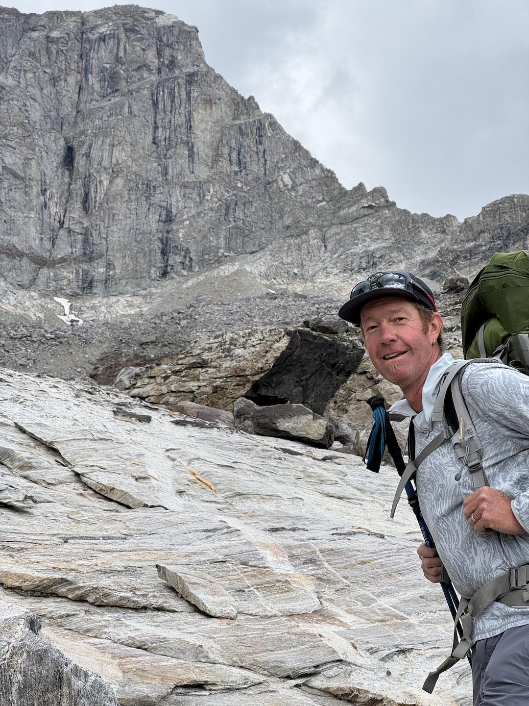 Marc Hanselman approaching the east face of Goat Peak. 
