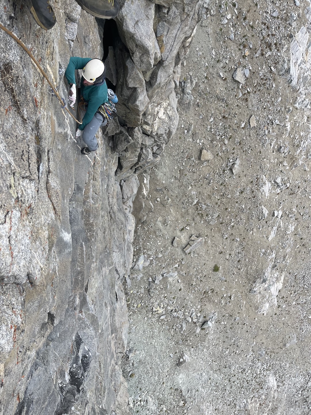 Drew Daly following the first pitch (5.11c) on A Beast the Color of Winter (7 pitches, 800’, IV 5.12b). 