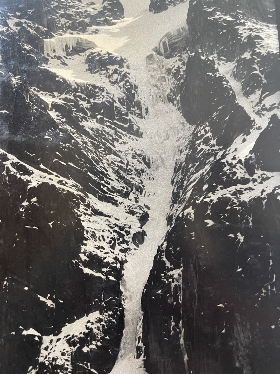 The Diamond Couloir at the time of the first ascent in 1973. More than five decades later, the route is essentially unclimbable as a result of climate change. 