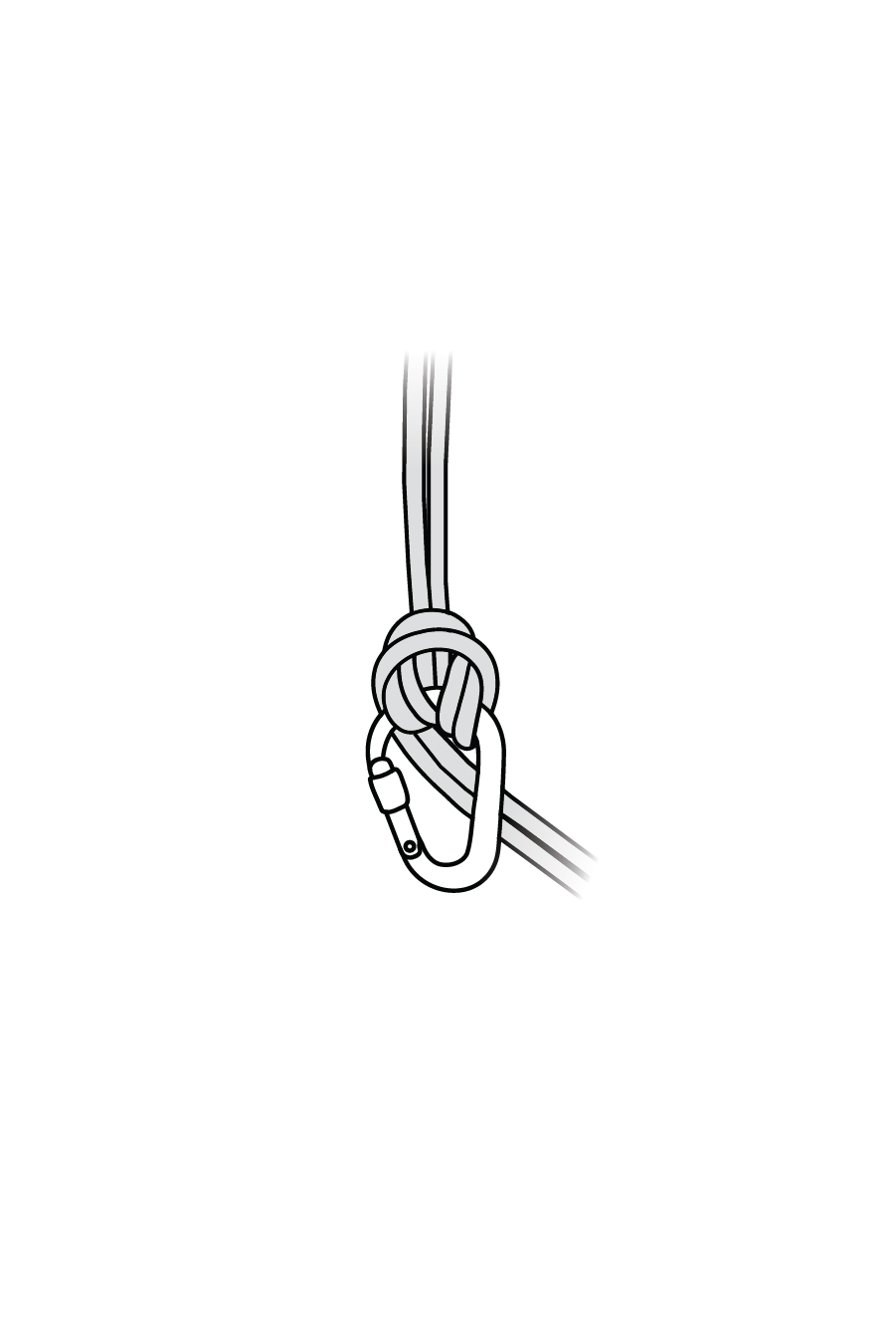 Figure B. The common complaint about the Munter hitch is that it tends to tangle ropes. The “No Twist Munter” not only negates tangling but also prevents the rope from coming in contact with the locking mechanism.